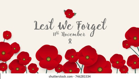 Remembrance day concept, A poppy flower banner vector