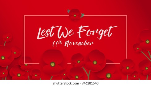 Remembrance day concept, A poppy flower banner vector