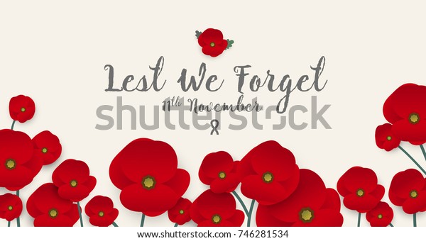 Remembrance day\
concept, A poppy flower banner\
vector