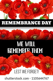 Remembrance Day Lest We Forget 11 Stock Vector (Royalty Free ...