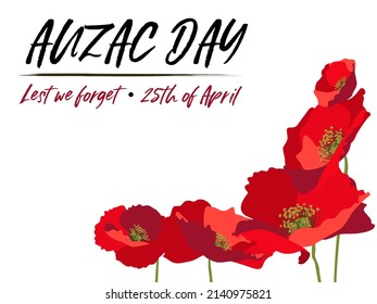 Remembrance day horizontal poster layout with red poppies on white background