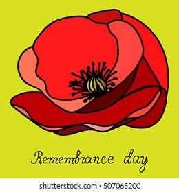 Remembrance Day. Illustration of Poppy Flower with background 