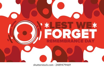 Gedenktag. Damit wir es nicht vergessen. In: Remembrance Mohn. Mohniger Tag. Gedenktag in den Commonwealth-Mitgliedsstaaten zu Ehren von Angehörigen der Streitkräfte, die in Ausübung ihrer Pflicht gestorben sind. Mohn. Vektorgrafik