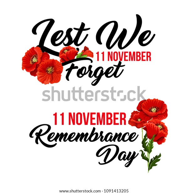 Remembrance Day Lest We Forget Poppy Stock Vector Royalty Free