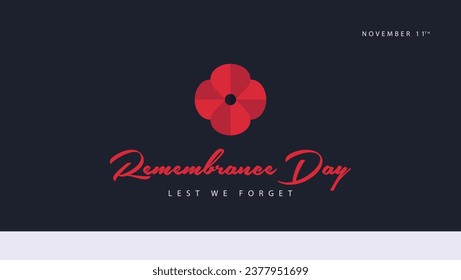 Remembrance day let us forget. Vector illustration of poppies from origami paper. November 11. Suitable for banners, web, social media, greeting cards etc