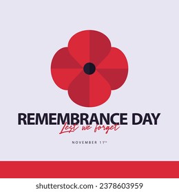 Remembrance day let us forget. Vector illustration of poppies from origami paper. November 11. Suitable for templates, web, social media, greeting cards etc