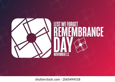 Remembrance Day. November 11. Lest We Forget. Holiday concept. Template for background, banner, card, poster with text inscription. Vector EPS10 illustration