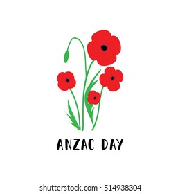 Remembrance Day poppies isolated.
Remembrance Day poppy card. Anzac day lettering.
Remembrance day New Zealand. Remembrance day Australia.
Vector Illustration poppy flower.
Lest we forget card.