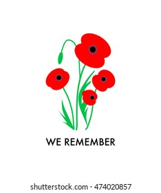 Recuerden los cachorros del día sobre el fondo blanco.
Recordamos la carta de amapola del día. 
Día de recuerdo Canadá.  Día del Recuerdo Reino Unido, Nueva Zelanda. Día de Anzac.
Flor de amapola vectorial.