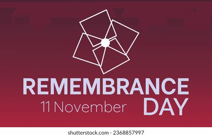 Remembrance Day Poppy Lest We Forget Symbol for Honoring Veterans and Fallen Soldiers. November 11: Vector template for background, banner, card, poster design.