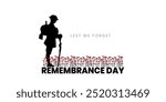 Remembrance day poster, Lest We forget 11 November greeting banner or card of poppy flowers, Remembrance day, Victory Day, Anzac day, Vector illustration.	