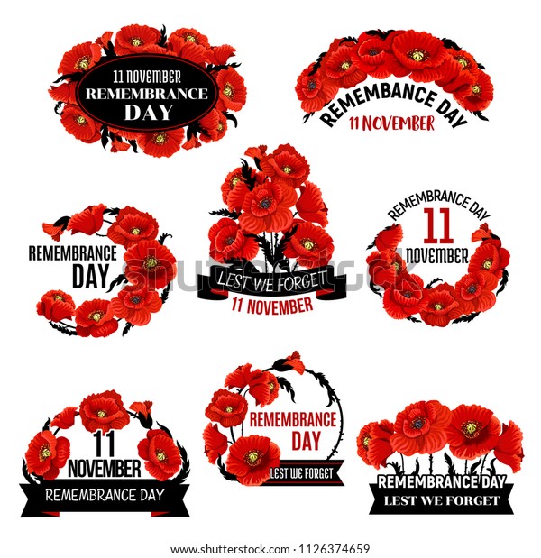 Remembrance Day Red Poppy Flower Wreath Stock Vector (Royalty Free ...