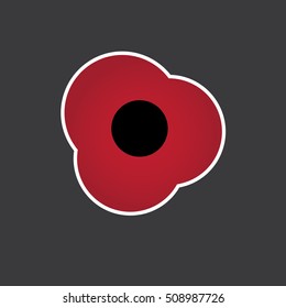 Remembrance Day; red poppy flower-vector