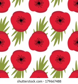 Remembrance Day, Seamless pattern with red poppies