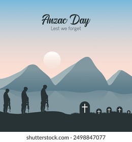 Remembrance day symbol. Lest we forget. Anzac day background with soldier. Anzac Day vector.