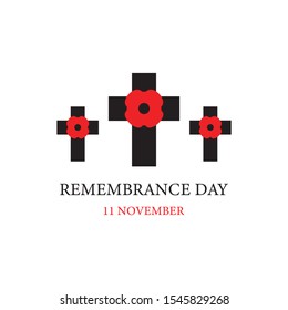 Remembrance day text vector on a white background