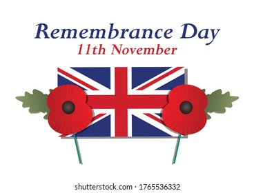 Remembrance Day Union Jack poppies vector