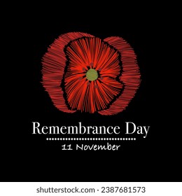 Remembrance Day vector background banner. Red Poppy flower - a symbol of International Day of Remembrance Memorial Anzac Poppy Day . Poppy for Armistice Veterans day.