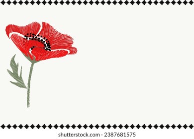 Remembrance Day vector background banner. Red Poppy flower - a symbol of International Day of Remembrance Memorial Anzac Poppy Day . Poppy for Armistice Veterans day.