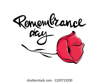 Remembrance Day. Vector illustration, banner with red poppy.