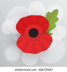 The remembrance poppy - poppy appeal. Decorative vector flower for Remembrance Day, Memorial Day, Armistice Day in New Zeland, Australia, Canada and Greate Britain