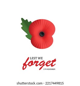 The remembrance poppy - poppy appeal. Poppy flower isolated on white. Decorative flower for Remembrance Day.