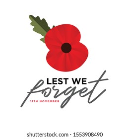 The remembrance poppy - poppy appeal. Modern paper design isolated on white. Decorative vector flower for Remembrance Day, Memorial Day, Anzac Day in New Zealand, Australia, Canada and Great Britain.