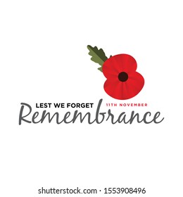 The remembrance poppy - poppy appeal. Modern paper design isolated on white. Decorative vector flower for Remembrance Day, Memorial Day, Anzac Day in New Zealand, Australia, Canada and Great Britain.