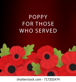 The remembrance poppy - poppy appeal. Modern paper design. Decorative vector flower for Remembrance Day, Memorial Day, Anzac Day in New Zealand, Australia, Canada and Great Britain. 