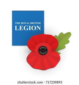 The remembrance poppy - poppy appeal. Modern paper design. Decorative vector flower for Remembrance Day, Memorial Day, Anzac Day in New Zealand, Australia, Canada and Great Britain. 