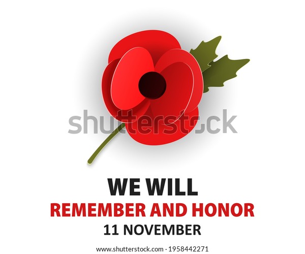 Remembrance poppy\
appeal in paper cut style. Modern origami design red flower\
isolated on white for Remembrance Day, Memorial Day, Anzac Day.\
Vector illustration for web\
banner