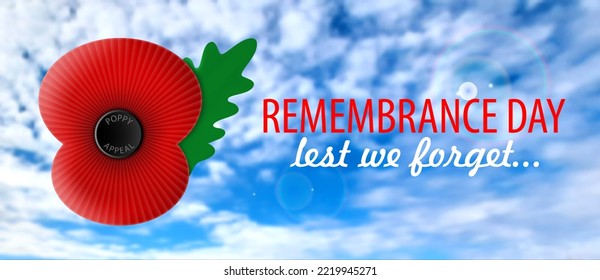 The remembrance poppy. Decorative flower for Remembrance Day, Memorial Day, Anzac Day. EPS10 vector