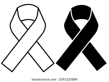 Remembrance ribbons in black and white, Awareness or charity symbol