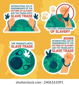 Remembrance of the Victims of Slavery and the Transatlantic Slave Trade Day Label Flat Cartoon Hand Drawn Templates Background Illustration