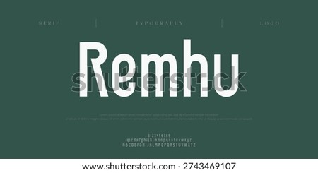Remhu, Creative digital minimal modern alphabet fonts. Typography minimalist urban digital neon future creative logo font. vector illustration
