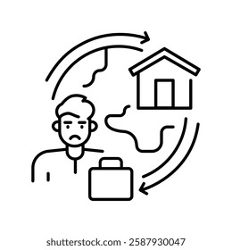 remigration line icon. Vector isolated element. Editable stroke.