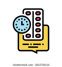 remind to take pills homecare service color icon vector. remind to take pills homecare service sign. isolated symbol illustration