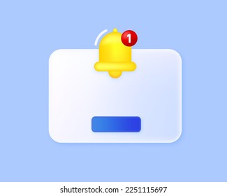 Reminder in 3D design. Notifications page. Business planning ,events, reminder and timetable. Alert notification with notification bell. Important reminder. Vector Illustration.