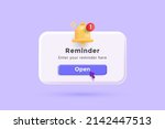 Reminder 3D Illustration, Notifications page with floating elements. Business planning ,events, reminder and timetable with 3d rendering. Vector Illustration