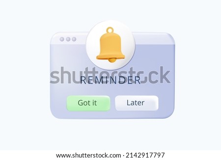 Reminder 3D Illustration, Notifications page with floating elements. Business planning ,events, reminder and timetable with 3d rendering. Vector Illustration. Email marketing, online advertising.