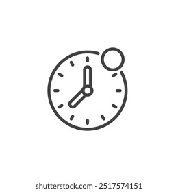 Reminder Alert line icon. Linear style sign for mobile concept and web design. Clock with a notification dot outline vector icon. Scheduled reminder symbol, logo illustration. Vector graphics