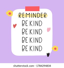 Reminder Be Kind Hand Drawn Illustration Stock Vector (Royalty Free ...