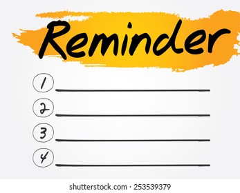 Reminder Blank List, vector concept background