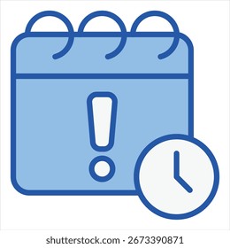 Ilustración de icono único azul blanco recordatorio