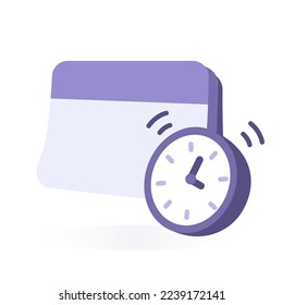Reminder in calendar with clock icon isolated on white background. Notifications page. Alert for business planning, events.