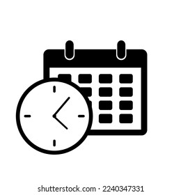 Reminder in calendar with clock icon isolated on white background. Notifications page. Alert for business planning, events.