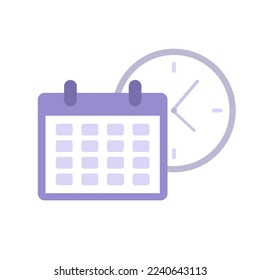 Reminder in calendar with clock icon isolated on white background. Notifications page. Alert for business planning, events.