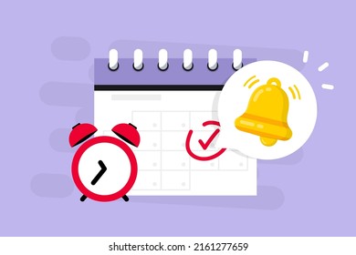 Reminder in calendar. Calendar deadline, event notification push message. Alert for business planning, events, reminder, daily schedule, appointment, important date. Notice of important schedule date