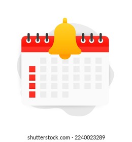 Reminder in calendar. Calendar deadline, event notification push message. Alert for business planning, events, reminder, daily schedule, appointment, important date. Vector illustration