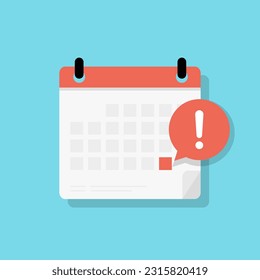 Recordatorio del vector de icono del calendario en estilo plano. Símbolo del plazo de evento